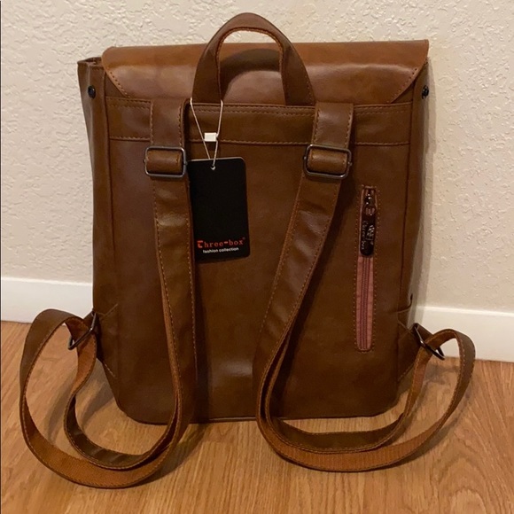 three box vegan leather backpack